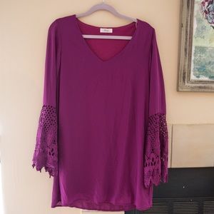 Purple long sleeve with lace dress!